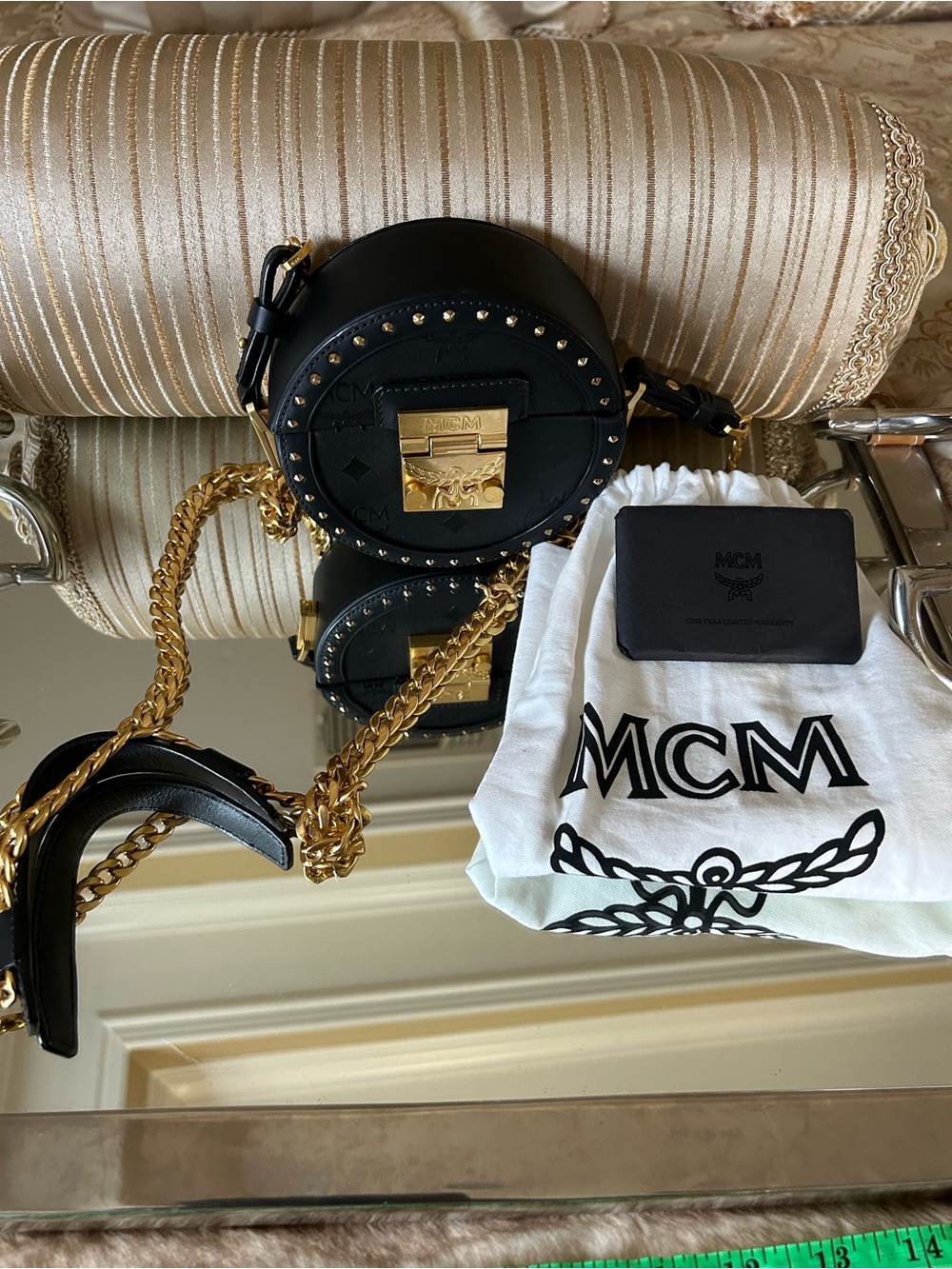 MCM Berlin Black Tambourine
Crossbody w/Gold Hardware, dustbag, cards,COA Unused